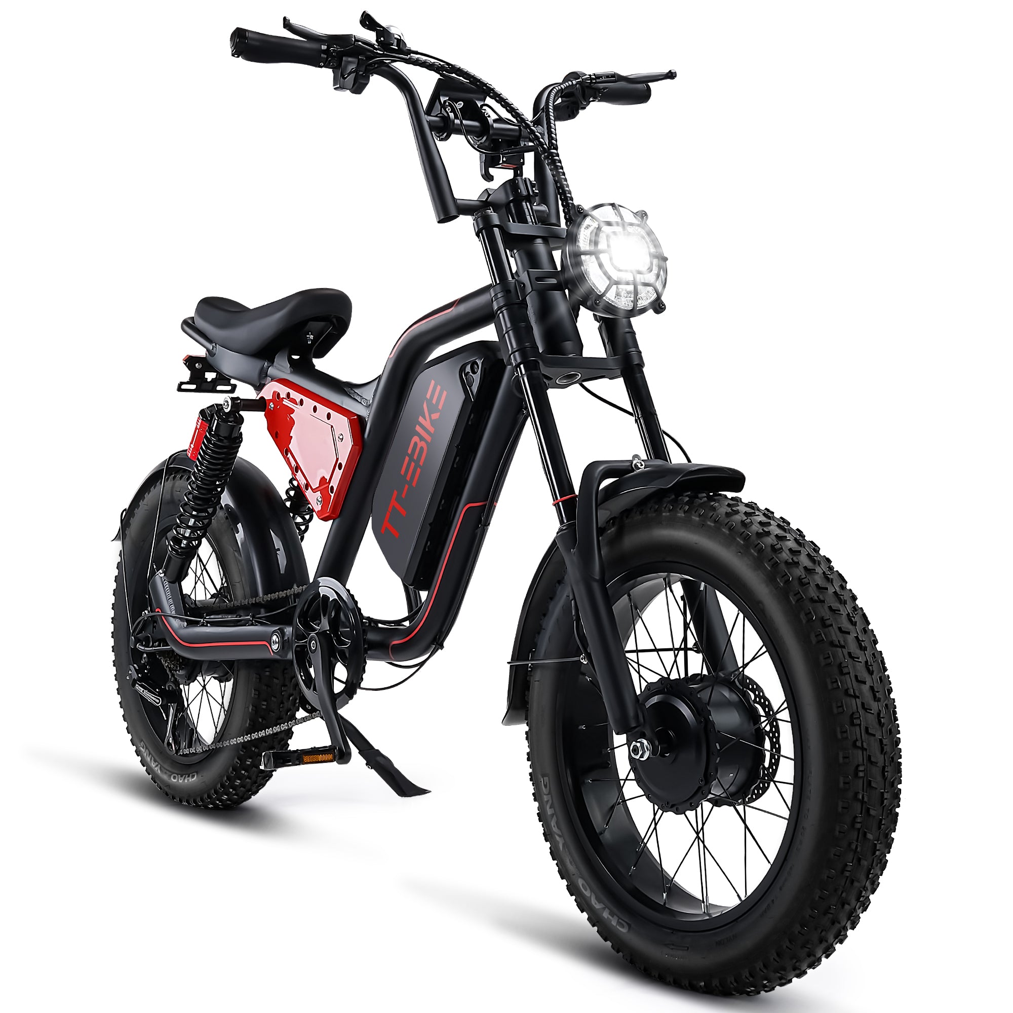 TT-EBIKE Electric Bike Adults 2000W Dual Motor with 48v 24.5AH Removable Battery, 20X4.0 Fat Tire Mountain EBike, 28MPH Dual Rear Shock Absorbers AWD E Bike for Commuter Beach, Shim 7-Speed Gear