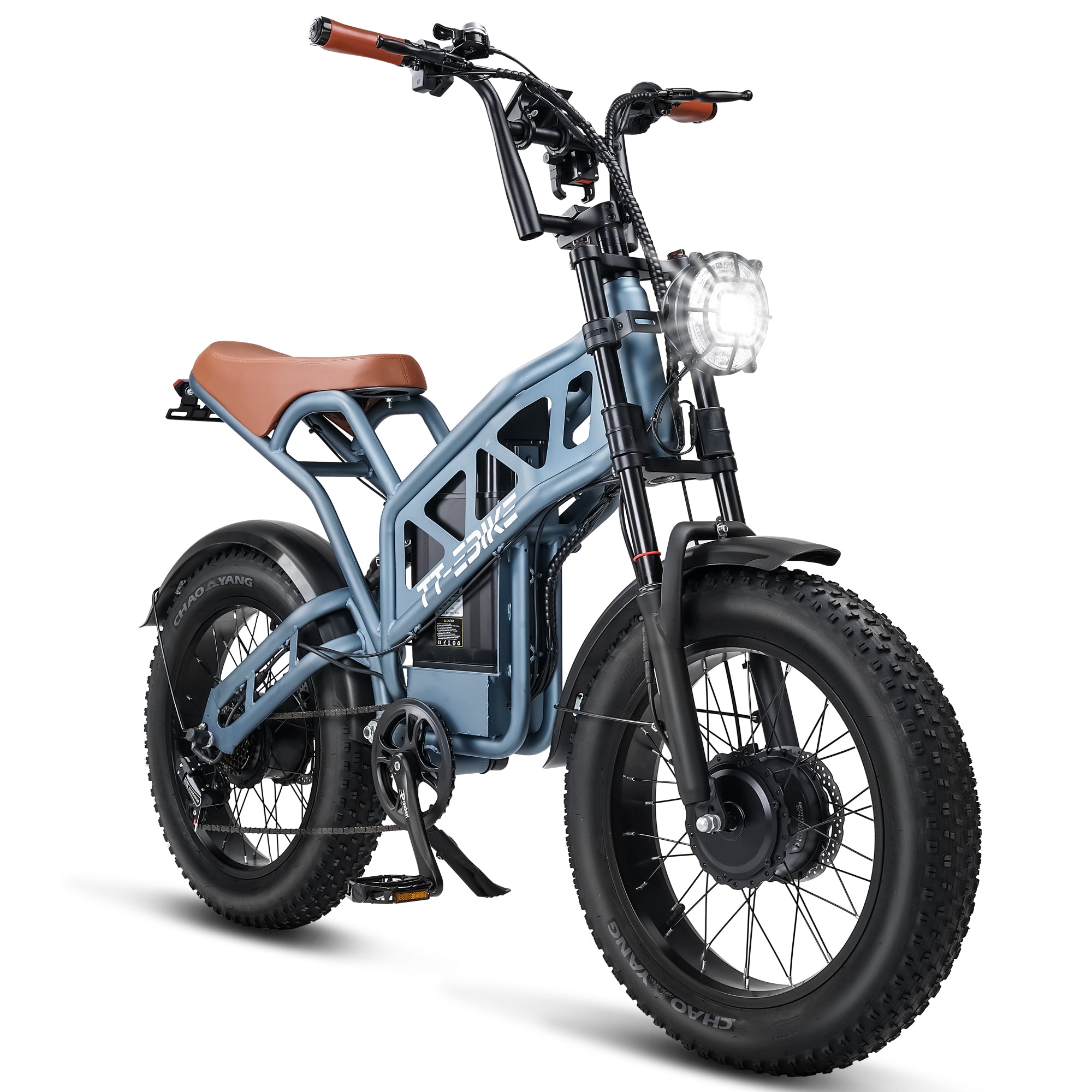 TT-EBIKE 2000W Electric Bike Adults Dual Motor with 48v 24.5AH Removable Battery, 20Inch Fat Tire Mountain EBike, 28MPH Full Suspension AWD E Bike for Commuter Beach, Shim 7-Speed Gear